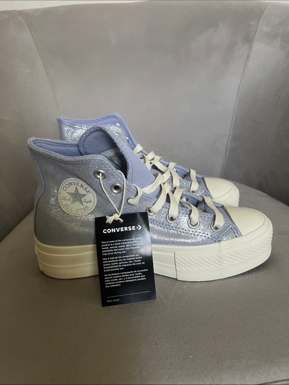Converse High Top Platform Sneakers in Shimmery Lilac